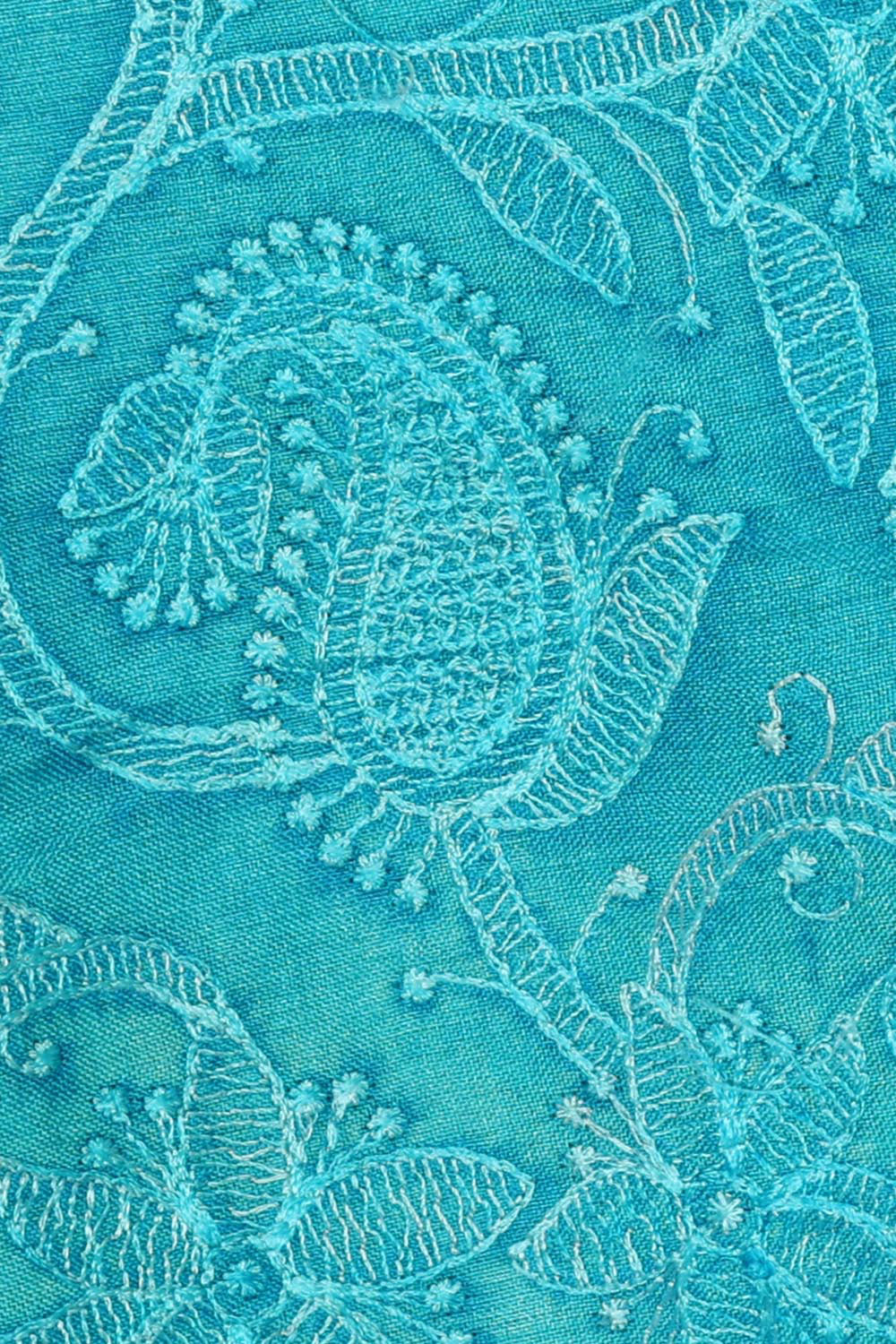 Image of Tussar Silk Ocean Blue Saree